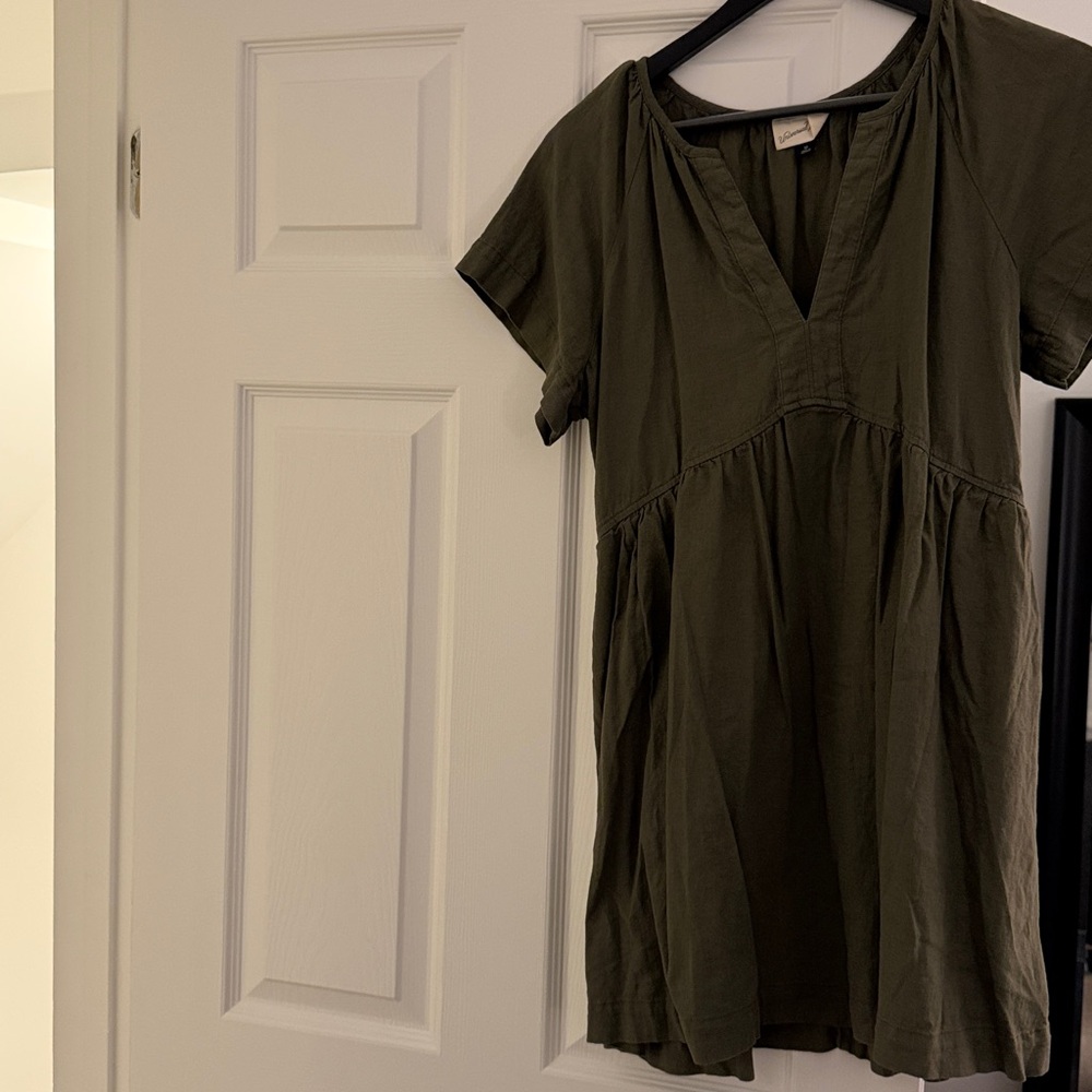 Olive Green V-Neck dress
